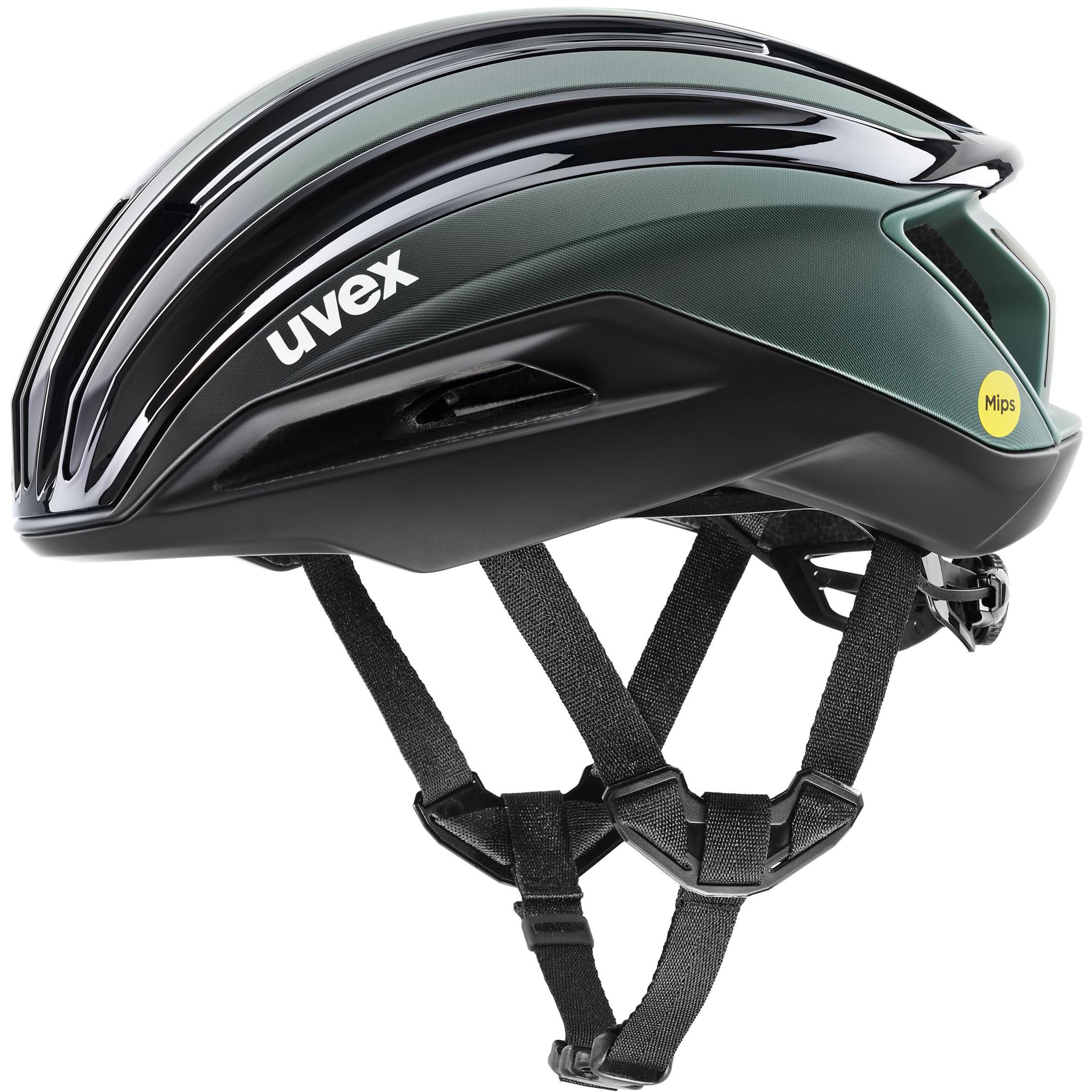 Uvex Unisex Surge Aero MIPS Fahrradhelm, Black-sage Green matt, 56-59CM