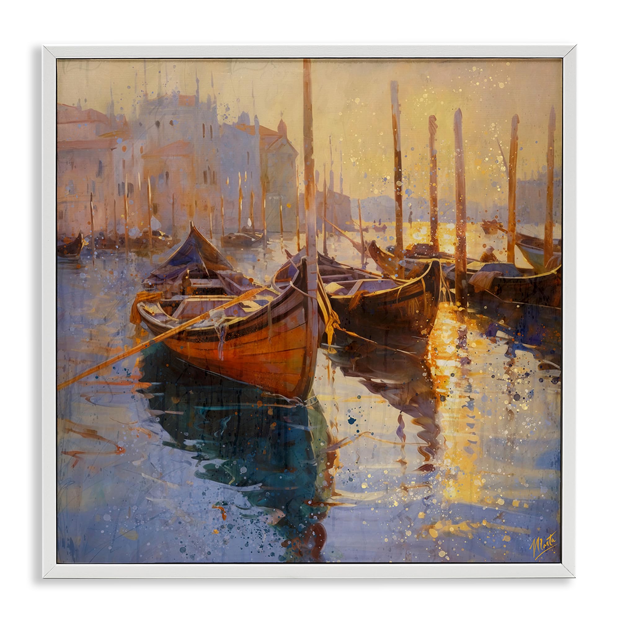 'Speckled Venice Boats'| Framed Giclee Art