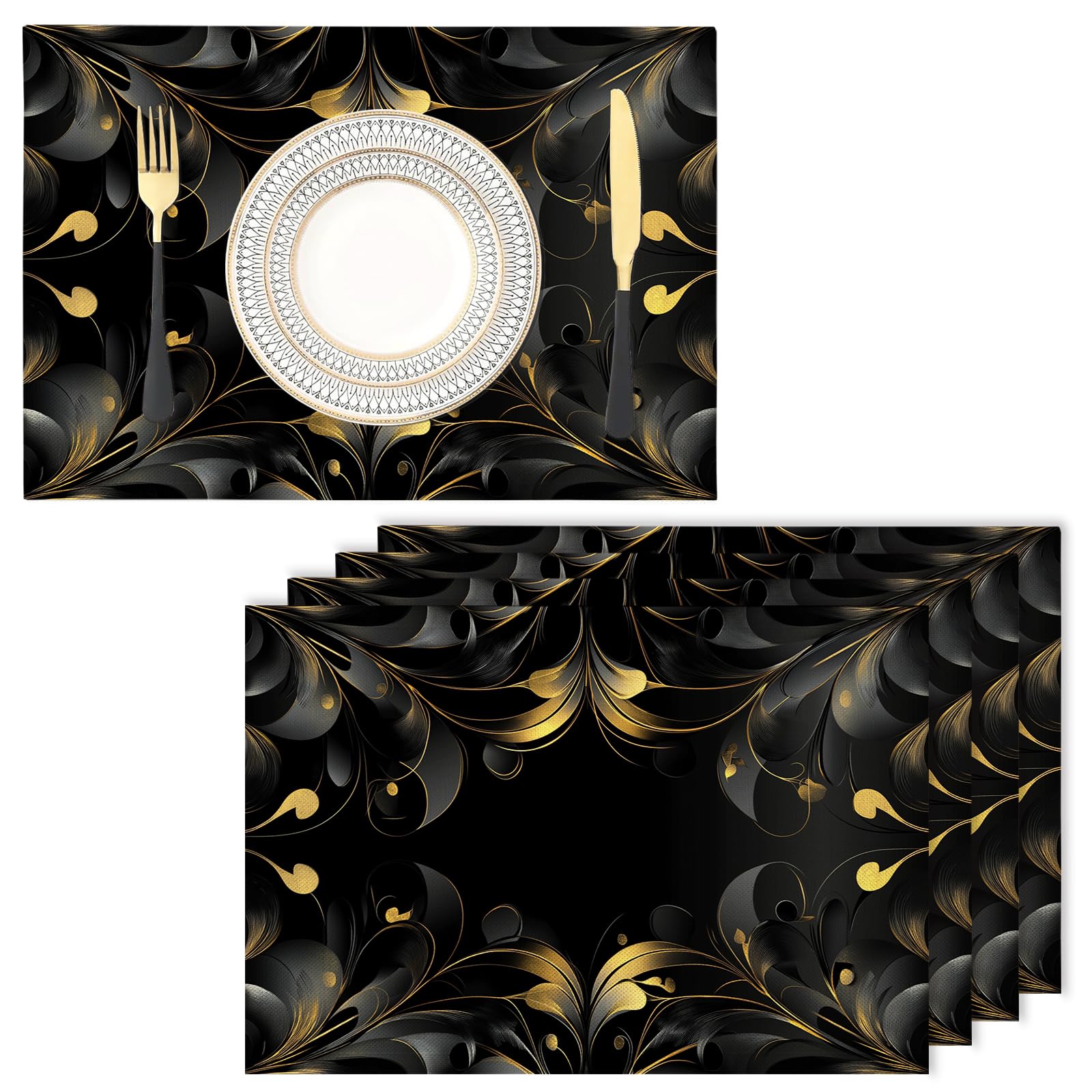 Set de table en tissu lin de coton rétro lot de 4 lavables pour décoration de table de cuisine