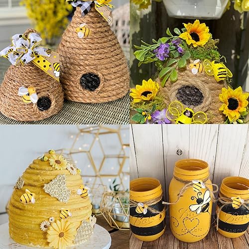 Miniatura 6 de HADDIY Pequeñas abejas artesanales, 50 piezas pequeñas de resina plástica para adornos y decoración de mesa de fiesta de cumpleaños con temática de