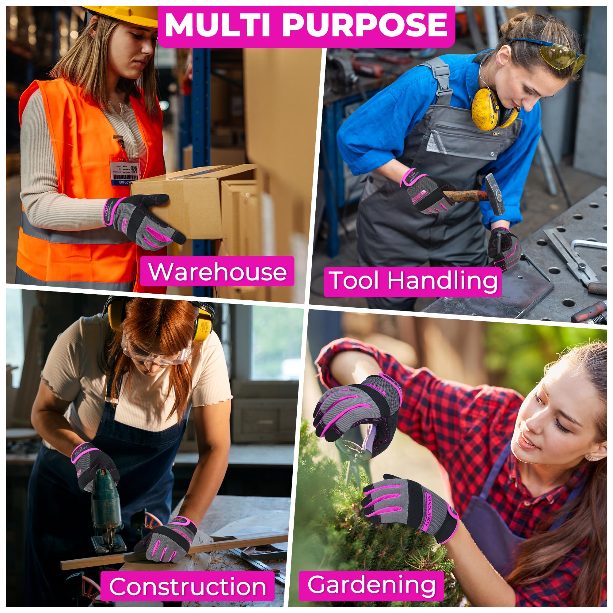 HANDLANDY Utility Gants de travail souples pour femme