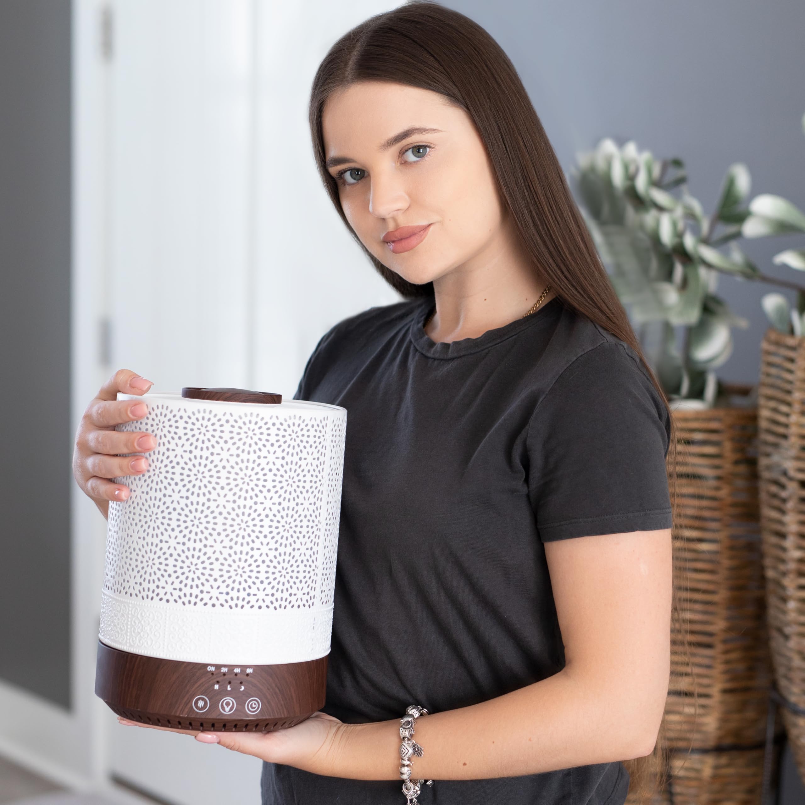 BlueHills 2500 ml XL difusor de Aceite Esencial humidificador de Aroma con Temporizador para decoración del hogar Grande Habitaciones de bebé Enorme Capacidad 2,5 l Largo Plazo Luces cambiantes de