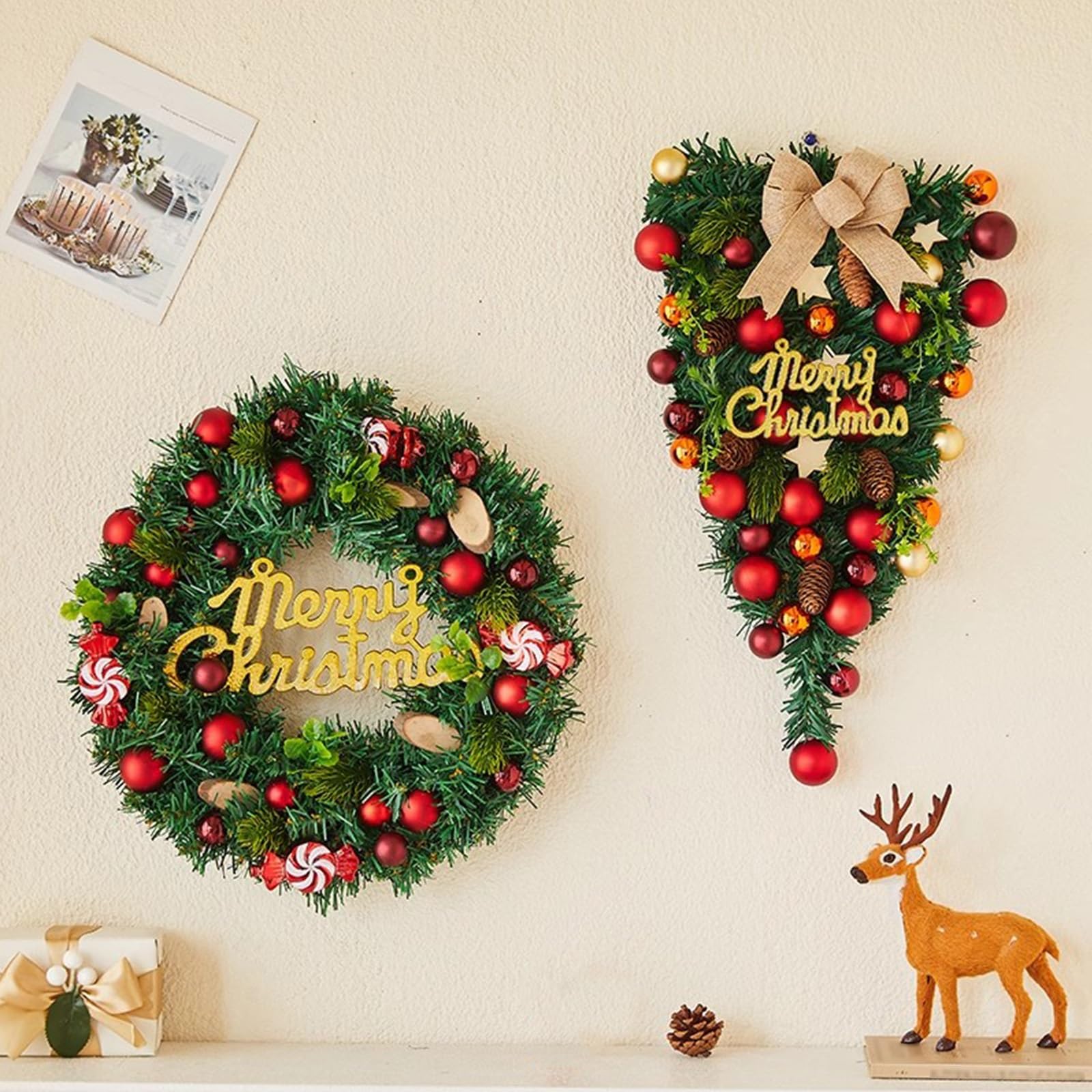 Ghirlanda Natalizia, Ghirlanda Natalizia a Goccia con Luci, Decorazioni Natalizie per Esterno per Natale, Inverno, Camino, Casa, Festa