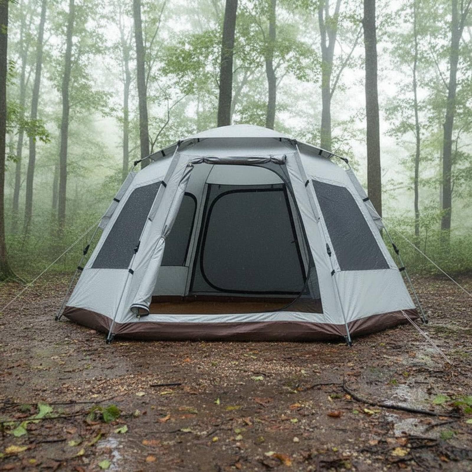 kowaku Tenda Campeggio Esagonale Tenda Outdoor Rifugio Padiglione Riparo Pieghevole Leggera 5 Kg Tessuto Oxford Antipioggia in
