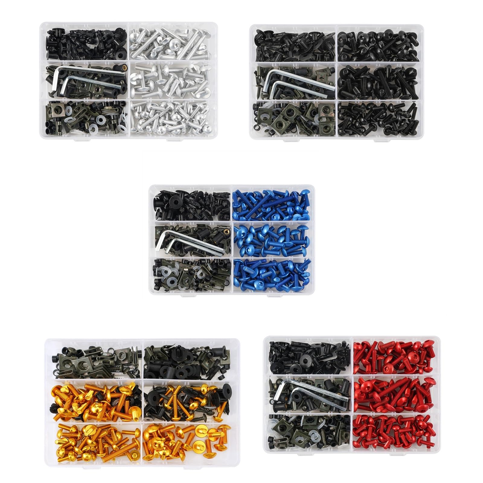 Auto Zubehör Kompatibel Mit Suzuki Für GSXR750 1986–2019, 253-teiliges Motorrad-Universal-M5-M6-Schrauben-Schrauben-Unterlegscheiben-Clips, Verkleidungs Unterlegscheiben-Sortiment-Set