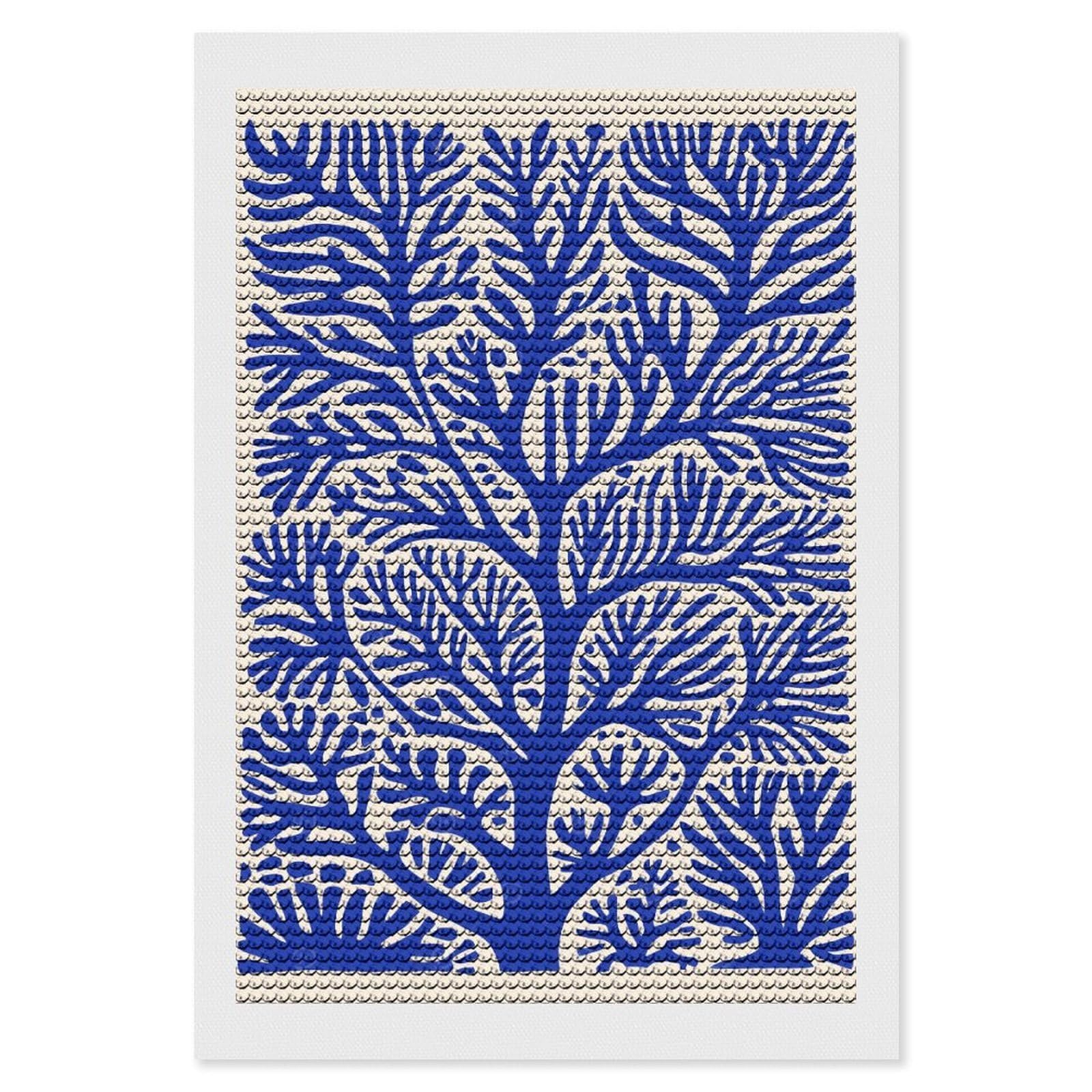 Junmoney Blue Coral Reefs DIY Diamond Art Canvas Kit 8"x12", Simple to Start, Fun Craft Experience, Modern Decor, Gift Idea, Adhesive Canvas