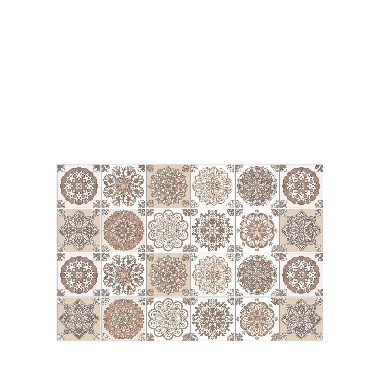 Azulejos florales nórdicos, pegatinas de pared autoadhesivas de 24 piezas for decoración, sala de estar, cocina, baño, azulejo impermeable a prueba de aceite(HZ94,L=20 * 20 * 24PCS)