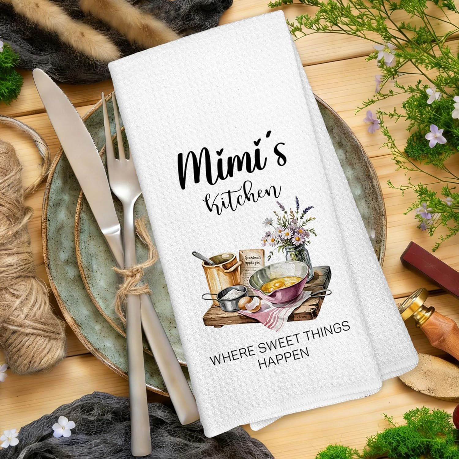 Mimi Gifts Kitchen Towels, Mimi Gifts for Mother's Day Hand Towel for Kitchen Decor, Best Grandma Gift from Granddaughter Grandson Grandkids Dishcloth Dish Tea Towels, 16x24 Inches - Image 6