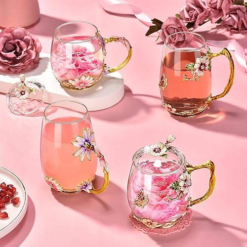 Miniatura 8 de Wisolt Regalos de cumpleaños para mujeres, regalos para el día de la madre, taza de té de vidrio esmaltado, regalos para ella, mamá, abuela,