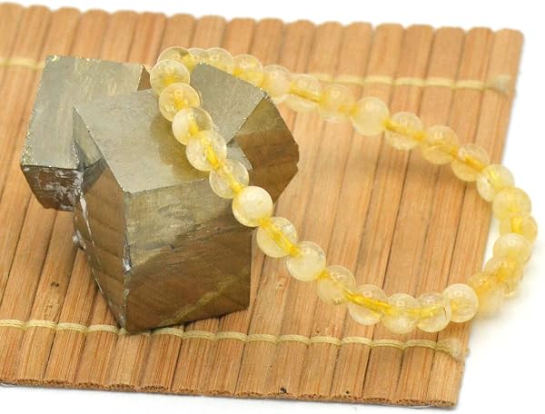 Miracles Minéraux Bracelet perle ronde 6 mm, pierre naturelle, création artisanale française, plus de 60 choix (Citrine 6 mm) - 3