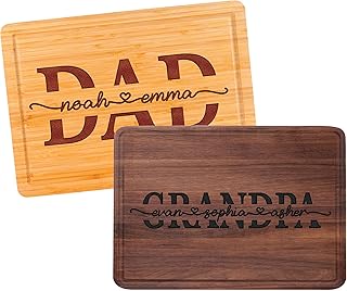 Personalized Dad Cutting Board, Custom Dad Gifts with Kids Names, Grill Father Boards, Cooking BBQ Grilling Gift For Men, Dad, Grandpa, Mens Gifts for Fathers Day, Christmas