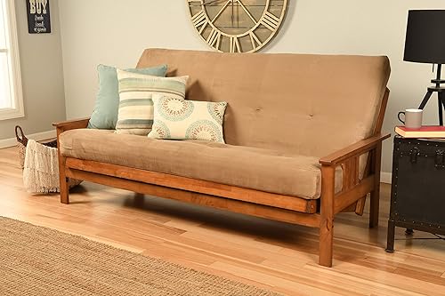 Miniatura 52 de Kodiak Furniture Monterey Marco de Futón con Acabado Butternut, Full, Solo marco de nuez,Oregon Trail Java,Sillín Oregon Trail,(Suede