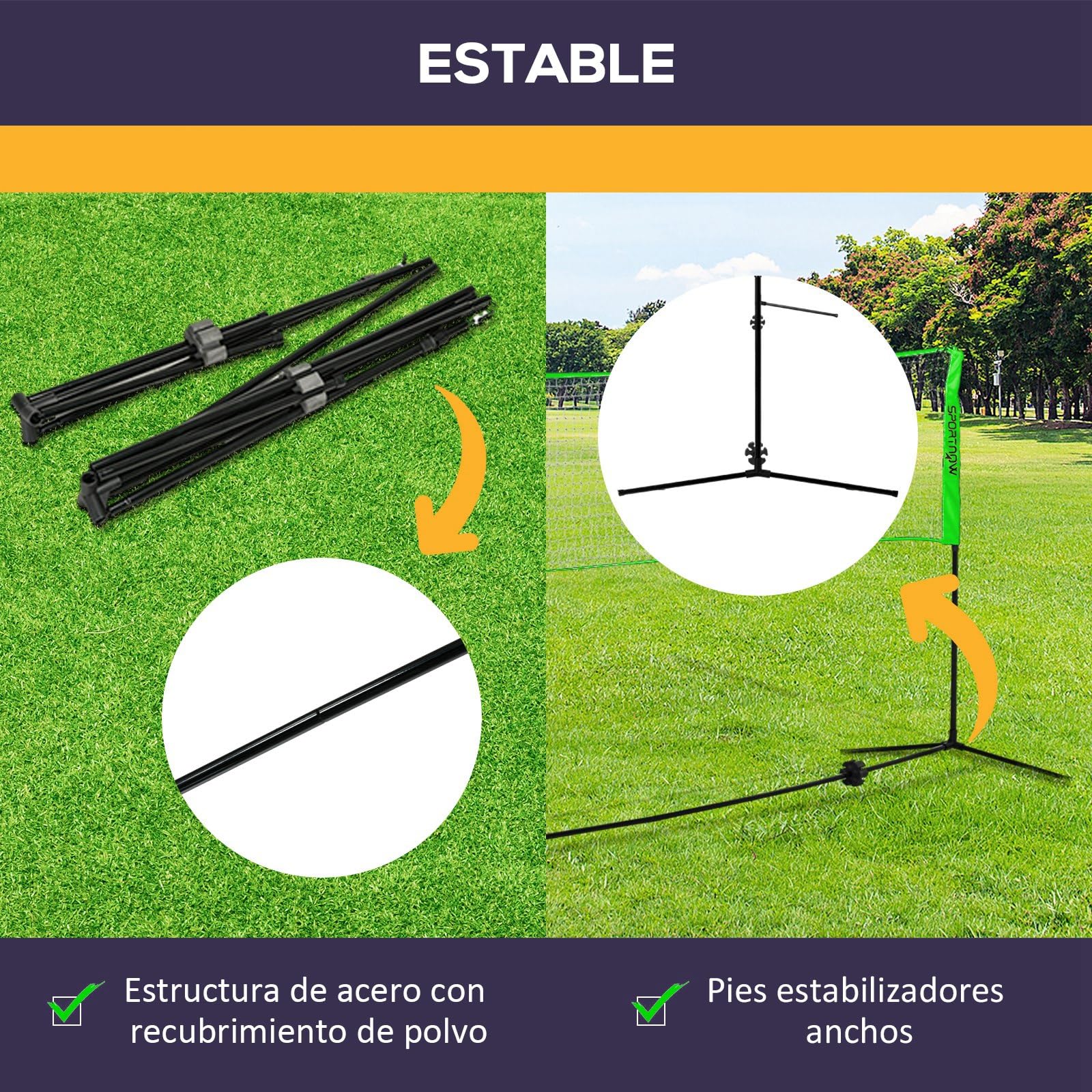 SPORTNOW Set de Bádminton 7 Piezas con 2 Raquetas, 3 Volantes, 2 Raquetas de Pickleball, 2 Pelotas y Red Negro y Verde