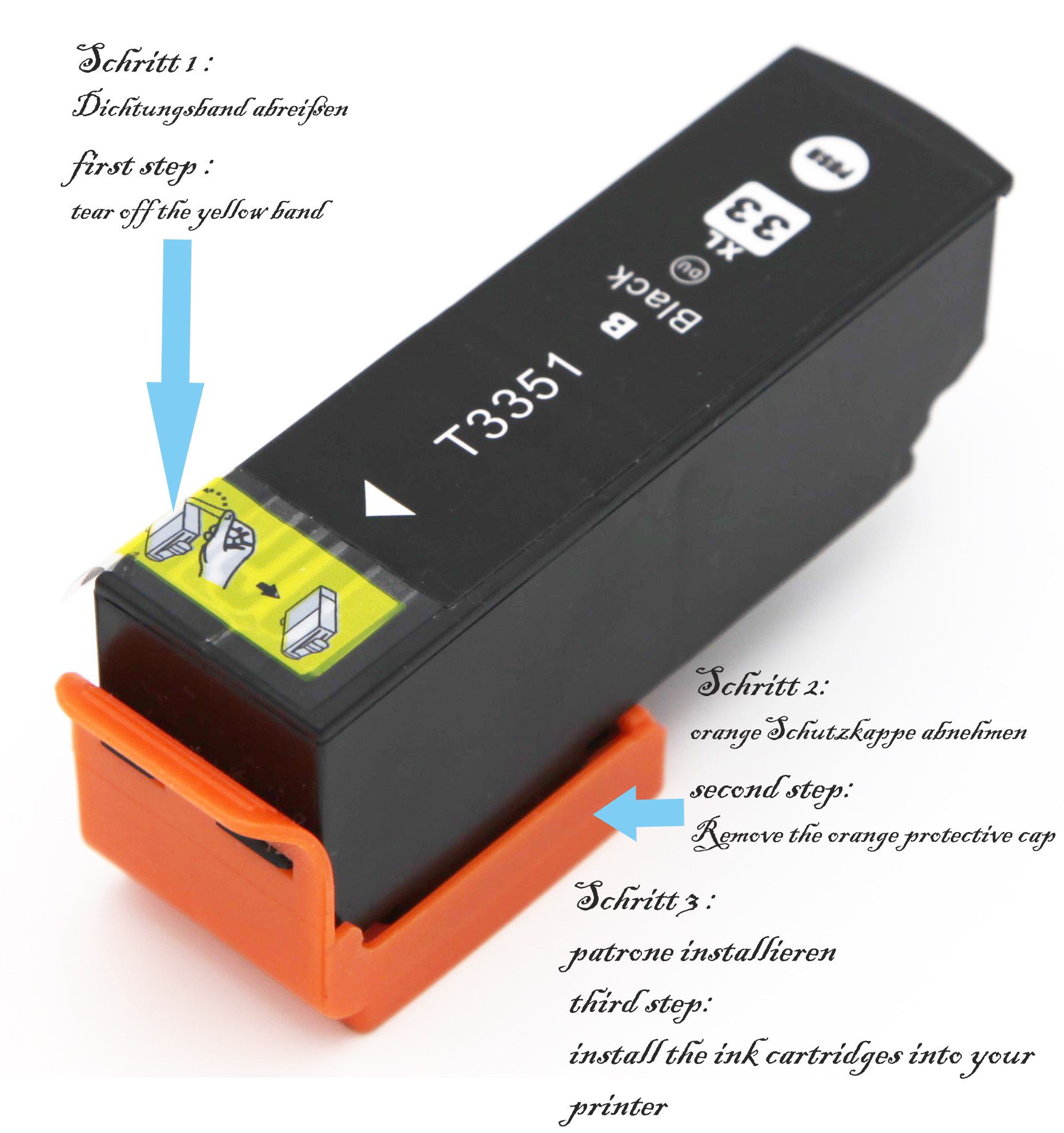 5 Cartucce D'Inchiostro Inkpro T33 Black XL – Compatibili Epson XP-530, XP-640, XP-830, XP-7100