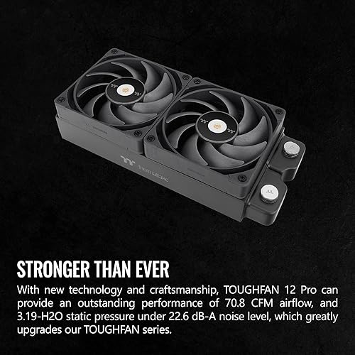Miniatura 4 de Thermaltake TOUGHFAN 12 Pro Ventilador de refrigeración para PC de alta presión estática, controlado por PWM de 500  2000 RPM, flujo de aire 70.8