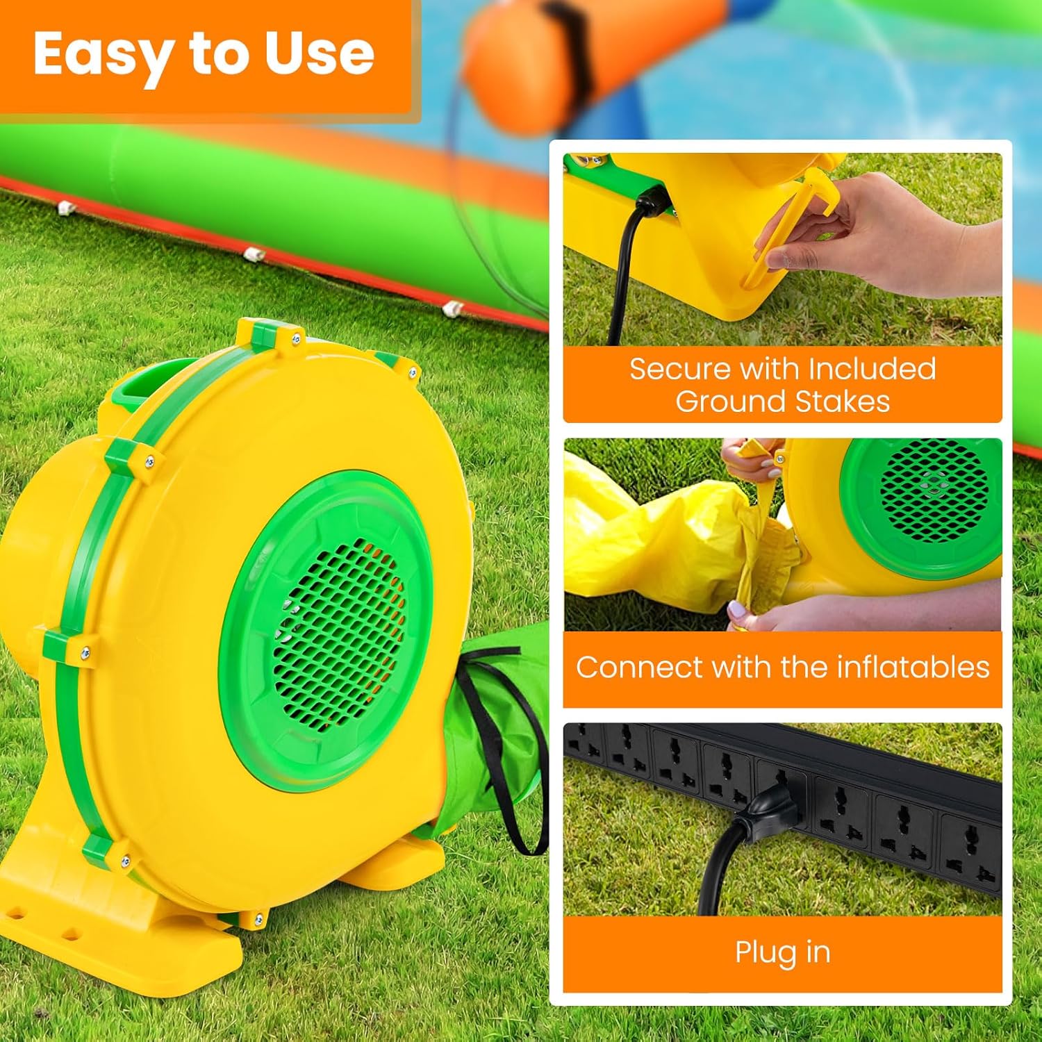 Costzon Air Blower, 950W Bounce House Blower, Pump Fan Commercial Inflatable Bouncer Blower, 2620pa Air Blower for Inflatables, Perfect for Inflatable Water Slide, Jumper, Bouncy Castle