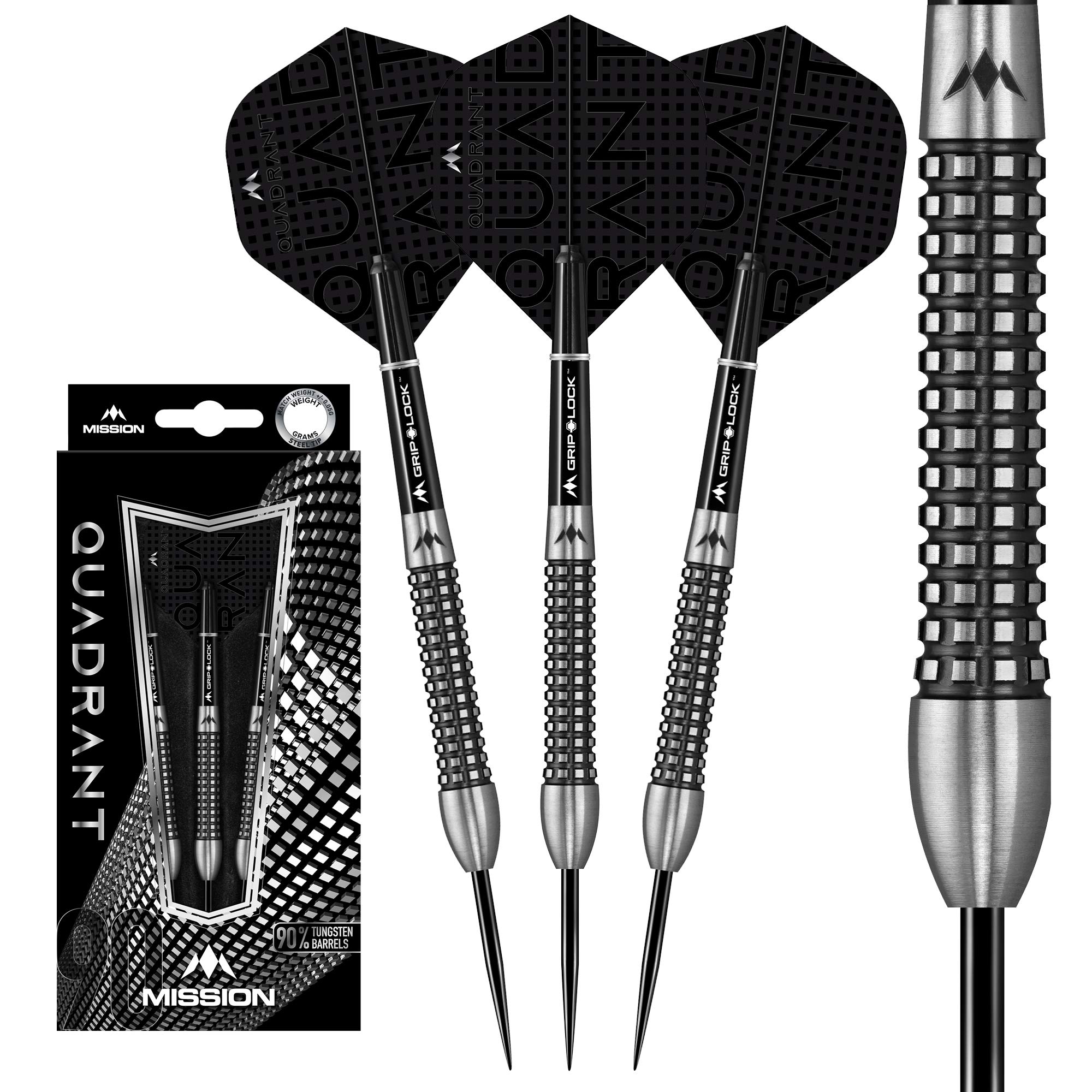 Mission Darts Quadrant Steel Tip Dart Set | Quad Grip 90% Tungsten