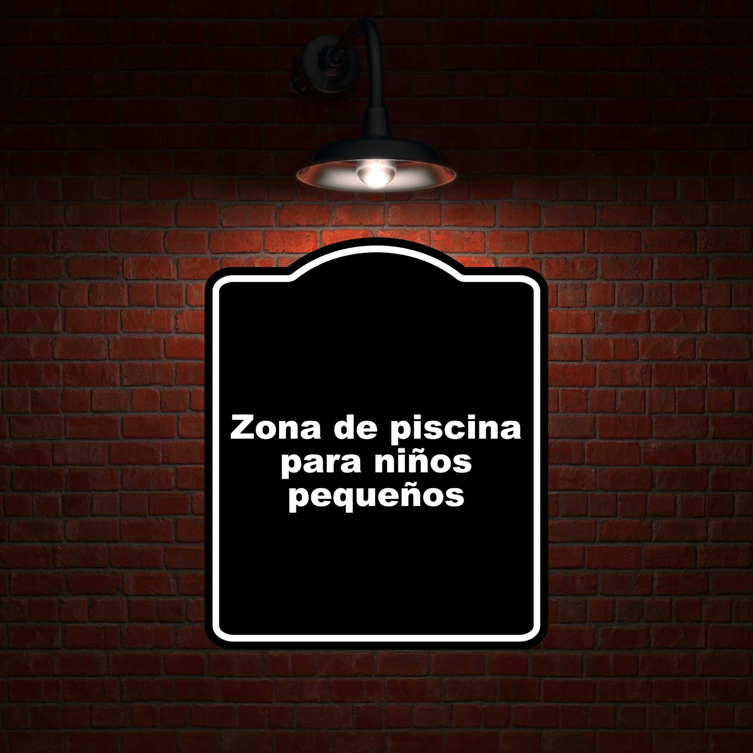 Zona de piscina para niños pequeños BLACK Aluminum Composite Sign 8.5 x 10 inches