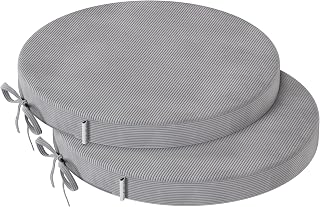 Juego de 2 cojines redondos para sillas de comedor, cojines de 5 cm de grosor con lazos para cocina, jardín, bar, taburete alto, antideslizante, para interiores y exteriores, 40 x 40 cm