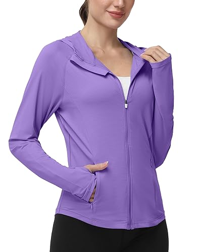 Roadbox Women’s UPF 50+ Sun Protection Hoodie Jacket, Lightweight SPF