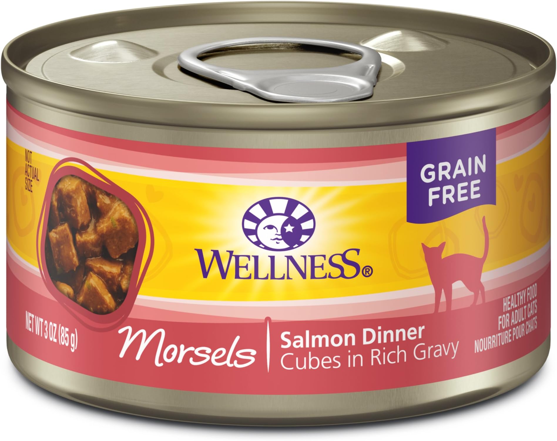 Wellness Natural Pet FoodWellness Complete Health Natural Grain Free Wet Canned Cat Food, Cubed Salmon Entree, 3-Ounce Can (Pack of 24)
