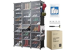 Vertical Shoe Rack Organizer, Stackable Shoe Cabinet with Clear Door