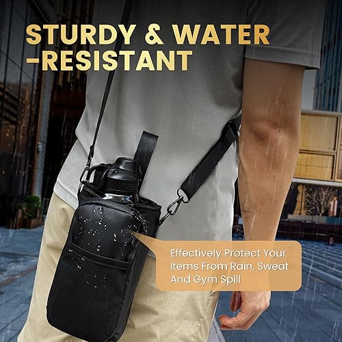 Miniatura 4 de Balency Bolsa magnética de gimnasio para hombres, bolsa magnética para botella de agua, soporte para botella de agua con bolsillos para teléfono,