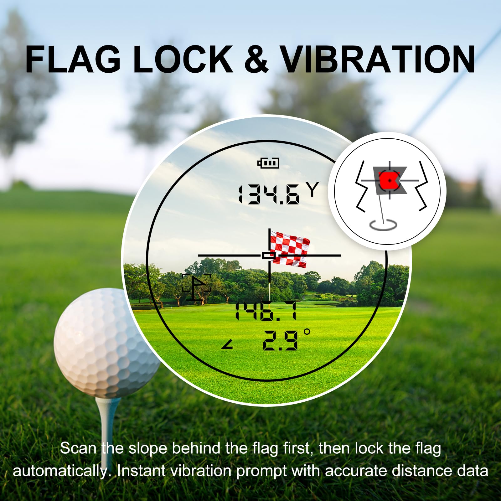 Telémetro de golf de 1300 yardas con pendiente, soporte magnético mejorado 2026, pantalla LCD HD con zoom 6X, bloqueo de bandera con vibración, recargable integrada