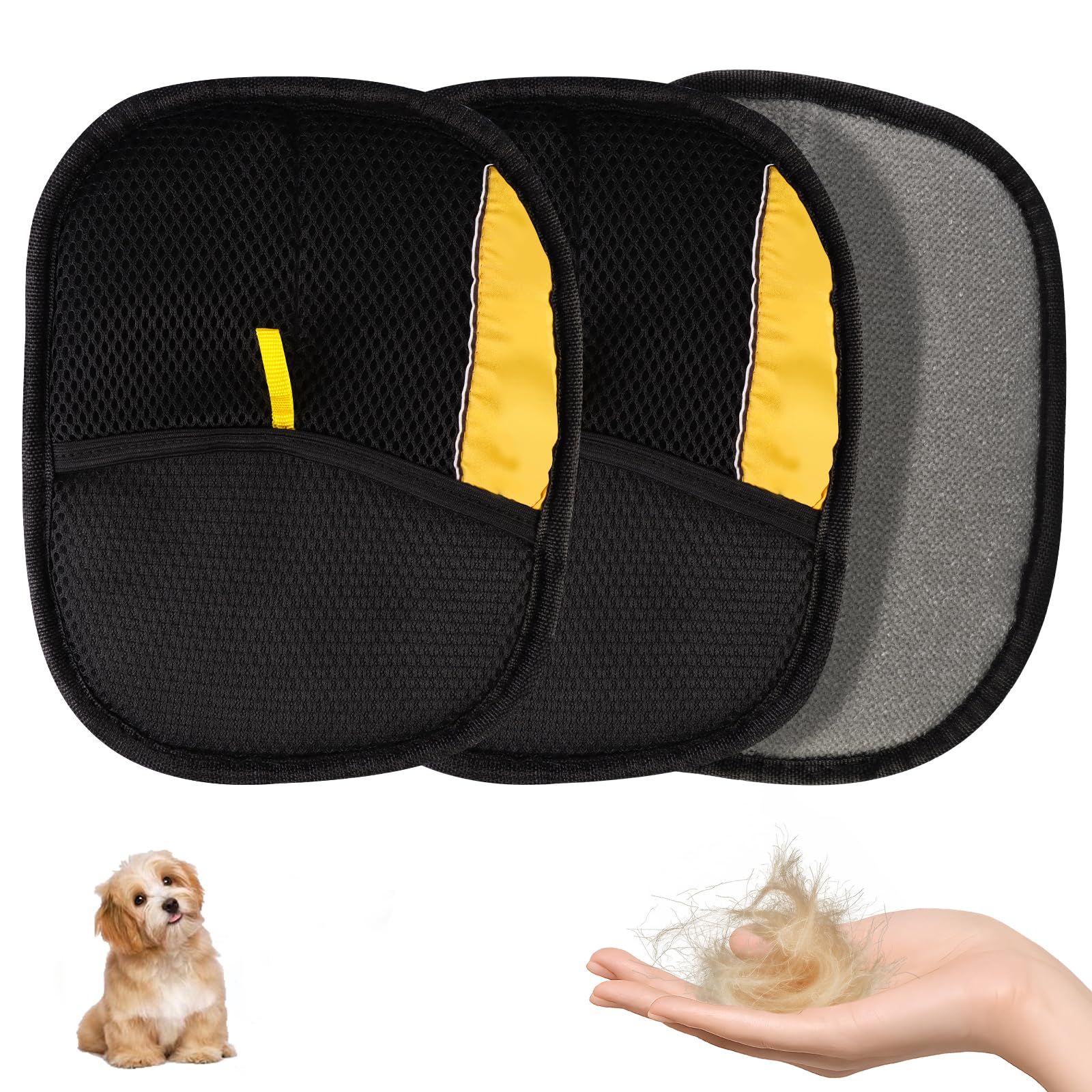 3Pcs Pet Hair Remover,Electrostatic Pet Hair Removal Gloves,Reusable Pet Hair Remover Electrostatic Gloves, Upgraded Anima...
