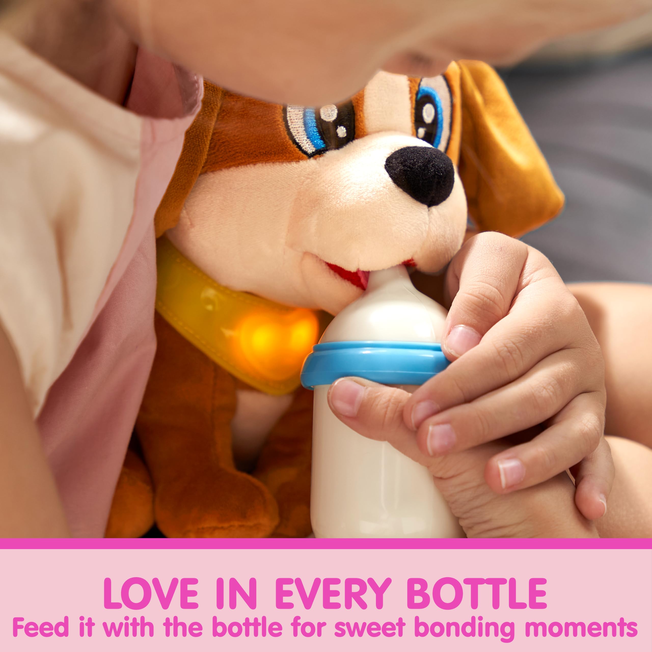 JOYIN Juguetes de peluche para perros para niños, juguete interactivo para cachorros con luces y sonidos, juguetes para el cuidado de mascotas con transportador y accesorios, juego de simulación para