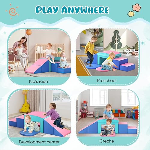 Miniatura 52 de Lischwert Bloques de escalada de espuma, juguetes de escalada suaves para niños pequeños, juego de espuma de 9 piezas para gatear y escalar con Verde