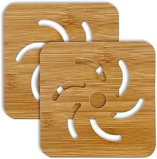 HOKIPO Eco-Friendly Bamboo Wooden Coasters for Home Pan Pot Holder for Dining Table Heat Pad for Kitchen - Pack of 2 (AR2919)
