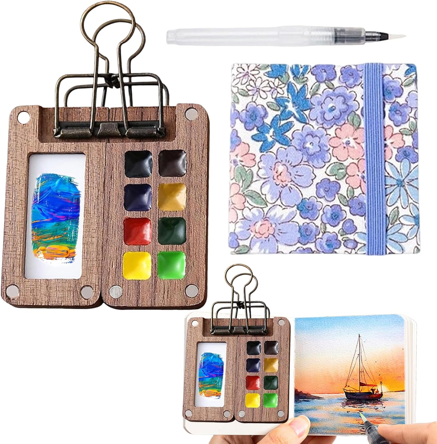 Portable Watercolor Palette, Travel Watercolour Set, Travel Paint Palette, Tiny Watercolor