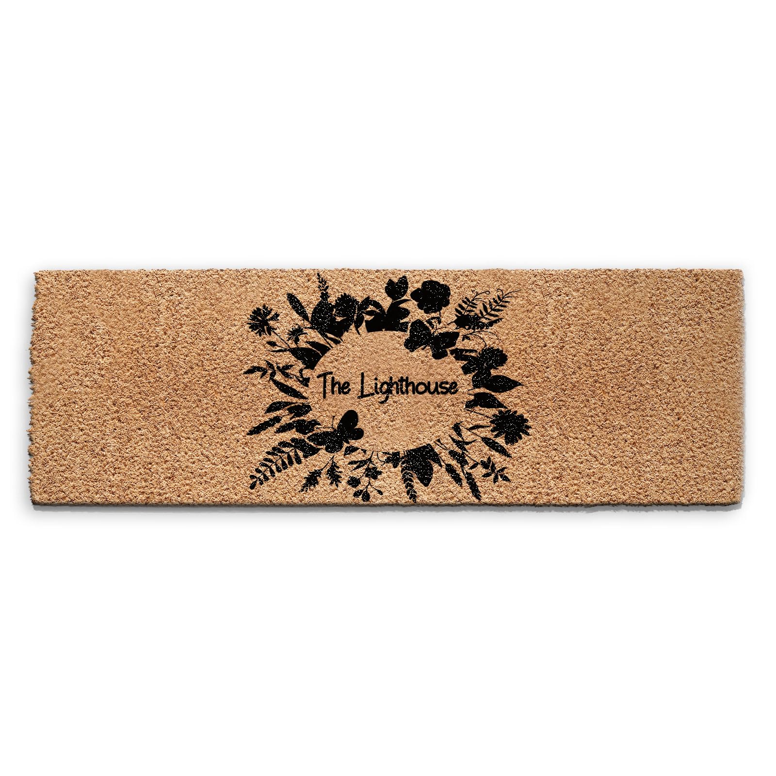 Hairyworm Personalised Doormat (60cm x 180cm) Medium, Customise with House Name, Butterfly Flower Entrance Door Mat