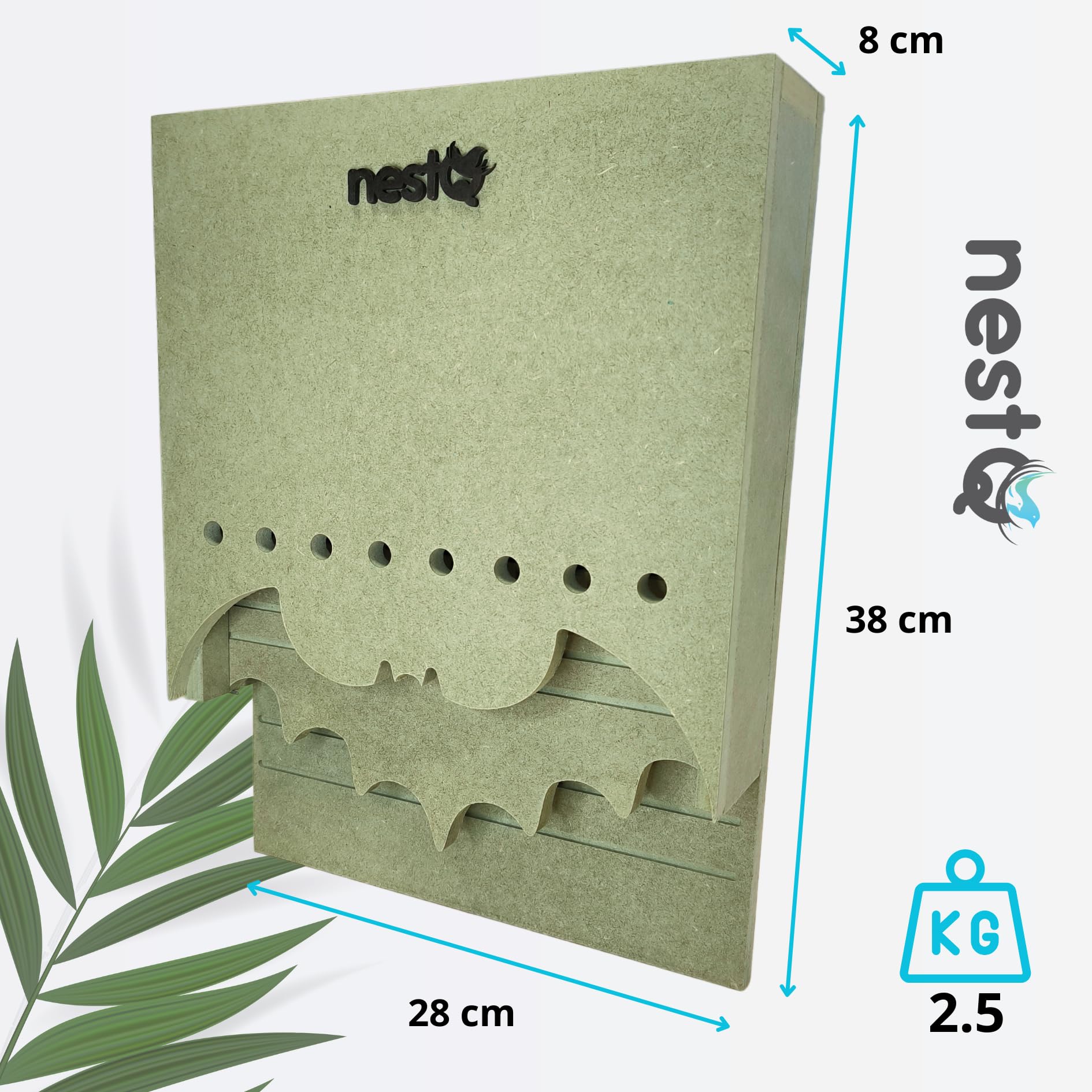 Nido De Murciélagos para Exterior - Casa Grande De Madera con 2 Cámaras - Diseño Especial para Atraer Murciélagos - Fácil Instalación con 2 Ganchos - Separador Extraíble con Orificios De Comunicación