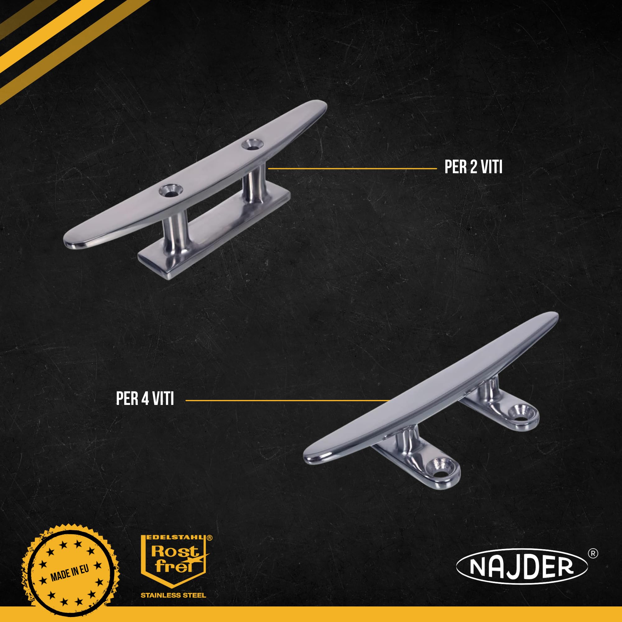 NAJDER Ghiera Marina Rotonda, Lunghezza: 125 mm, Gancio per Fune d'albero, Acciaio Inossidabile A4, Accessori per l'ormeggio, per Yacht, Canoa, Kayak, pontile, Durevole e Robusto