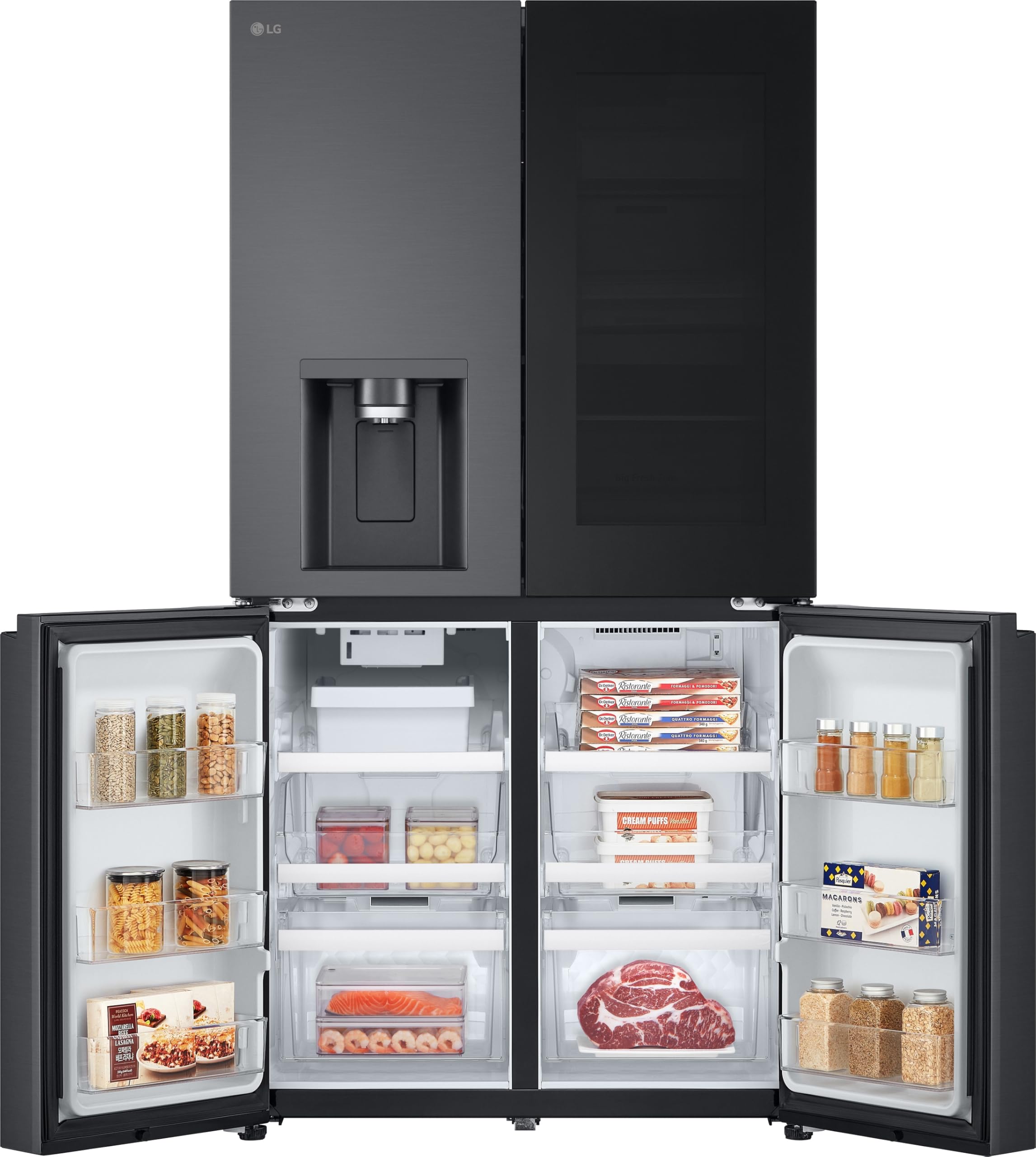 LG GMK961EV3E Multi-Door Kühlschrank mit Gefrierfach (646 L, Energieklasse E) mit InstaView, UVNano, Wassertank, LinearCooling, Total No Frost, Schwarz