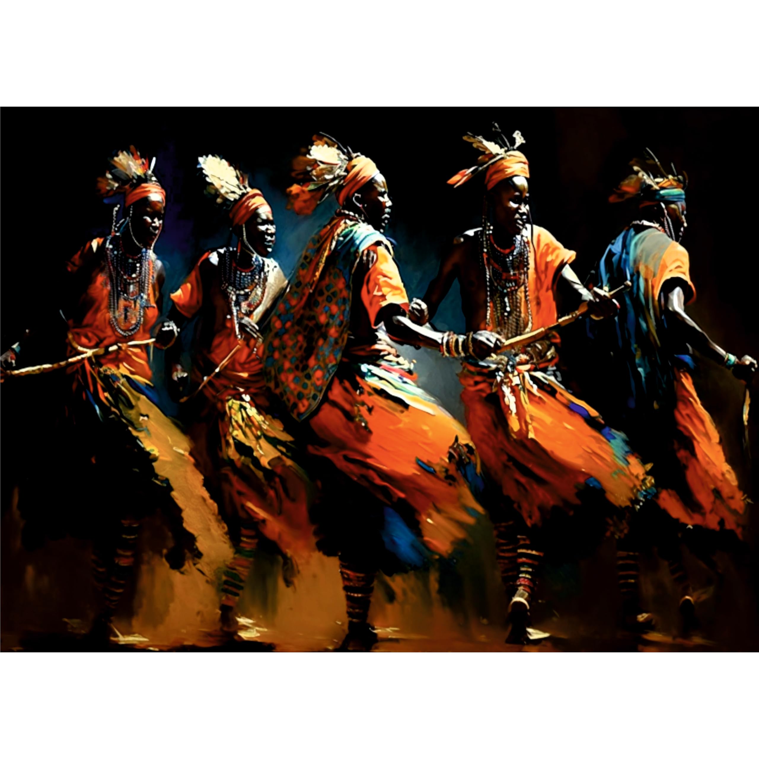 Papier de riz créatif Maasai Dancers pour relooker un meuble en bois