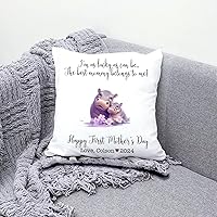 Vista 3 de Hippopotamus Matching for Mother's Day, First Mother's Day Custom Pillowcase, Personalized Mother's Day Pillowcase, Gift for Mom, Home Decor