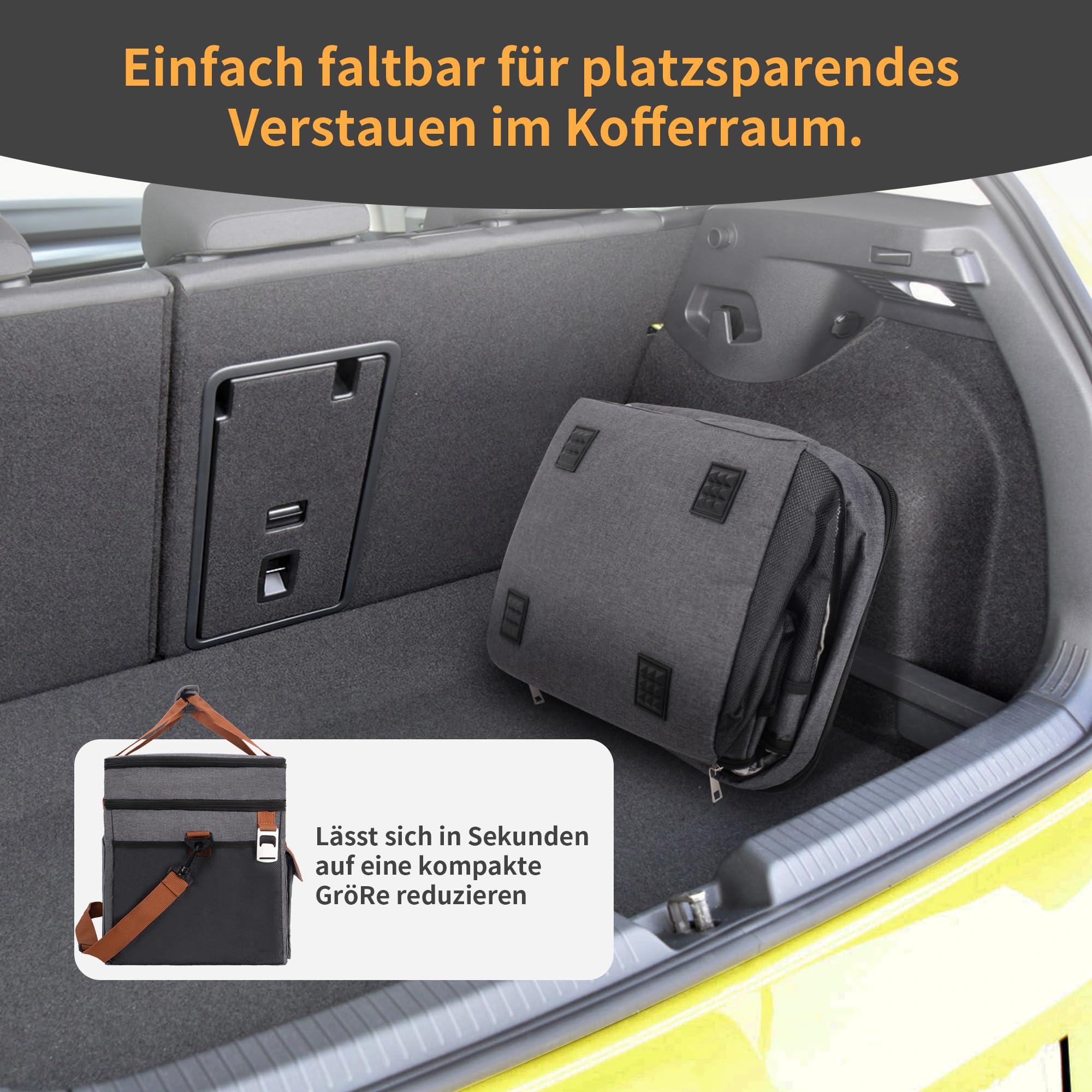 LARUTAN Kühltasche Kühltasche groß 30L Thermotasche Isoliertasche – doppelschichtig, faltbar & wasserfest, Lebensmitteltransport für Picknick, Camping & Einkauf, Grau