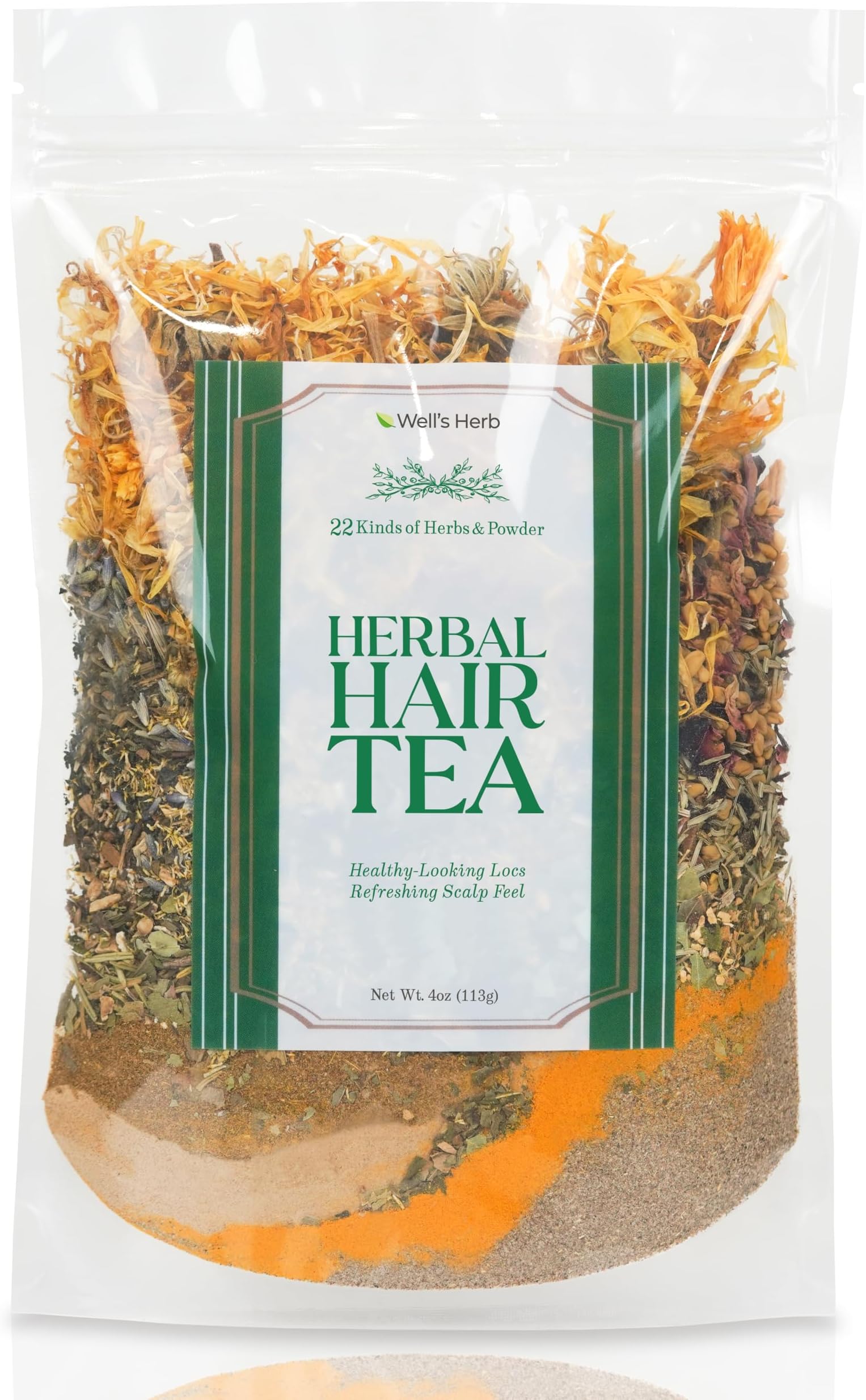 Well's 22 Kinds Hair Tea Rinse for Growth, Rejuvenation, Healthy Scalp | Natural Herbal Infusion for Hair Conditioning, 4oz
