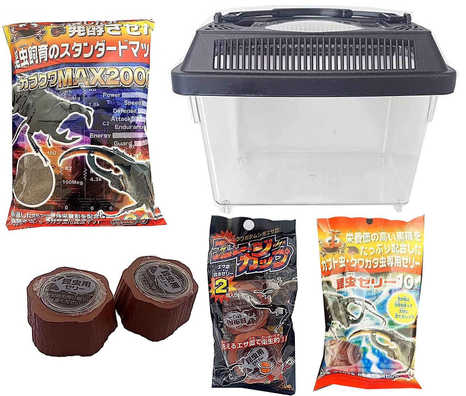 Amazon | カブトムシ＆クワガタ 飼育セット （ 飼育ケース 昆虫マット