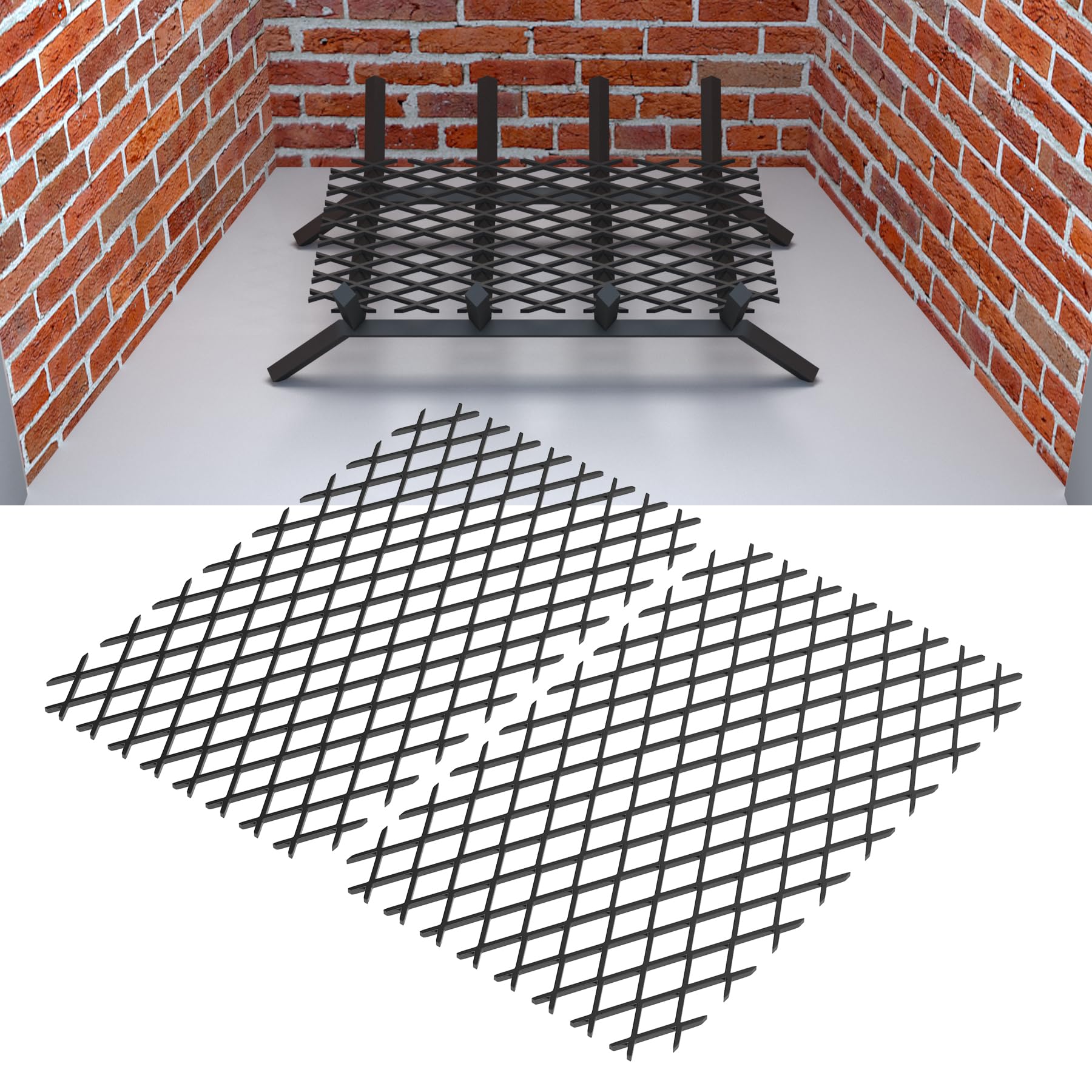 Flamorrow Ember Retainer for Fireplace Grates 16 x 10 inch, Metal Fireplace Grate Ember Retainer Mesh, Keep Burning Embers from Falling, Fire Place Accessories for Fire Pits, Camping, 2 Pack