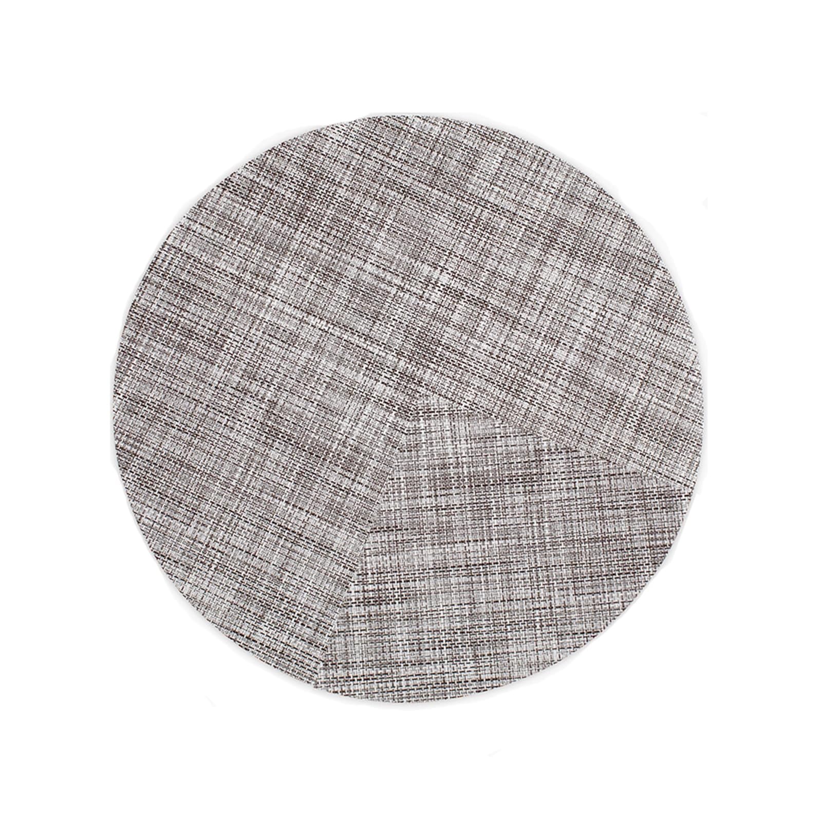 AMDXD Juego de 4 manteles individuales lavables navideños redondos, 70 % vinilo, 30 % poliéster, mantel individual de Navidad, lavable, estilo europeo, textura tejida, mantel de mesa de comedor gris,