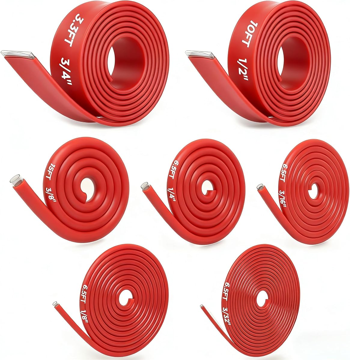 7-Size Heat Shrink Tubing Roll Kit: 4:1 Adhesive Lined, 54 Ft Marine Grade Waterproof, Insulated Sealed, Oil-Proof & Wear-Resistant, for Home Use & Industrial Applications (Red)