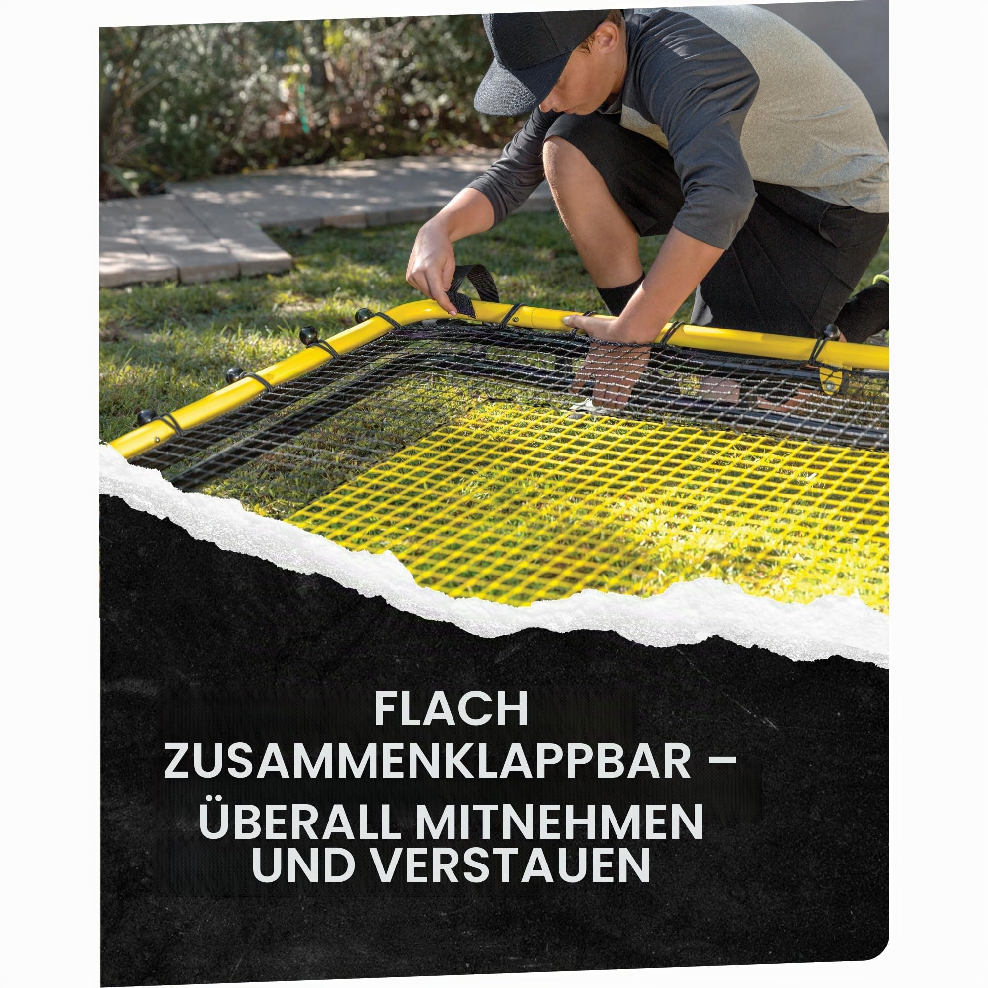 SKLZ Fielding Trainer – Baseball- und Softball-Rückprallnetz – Boden-, Schnurlauf- und Fliegenball-Return-Einstellungen – 4 x 120 cm Stahlrahmen, UV- und wetterbeständiges Bungee-Netz, leicht