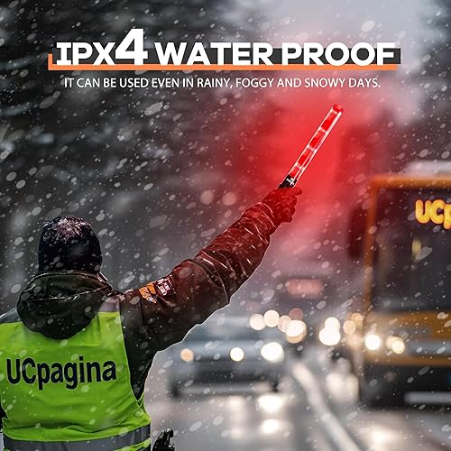 Miniatura 4 de SIMAZO Paquete de 2 varitas de tráfico, varita de control de tráfico de 16 pulgadas con LED blanco en la parte superior, bastón de señal de