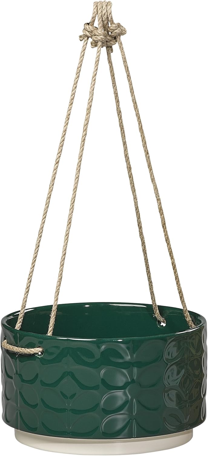 Orla Kiely 60's Stem Large Ceramic Hanging Pot Green