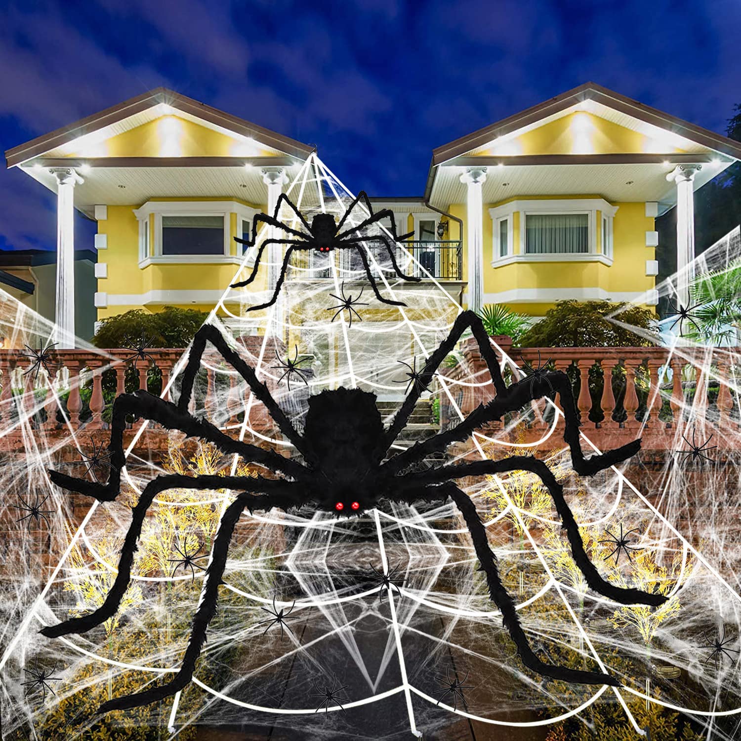 Decoraciones De Halloween, Telaraña Con Gancho Para Canalón, Juego De