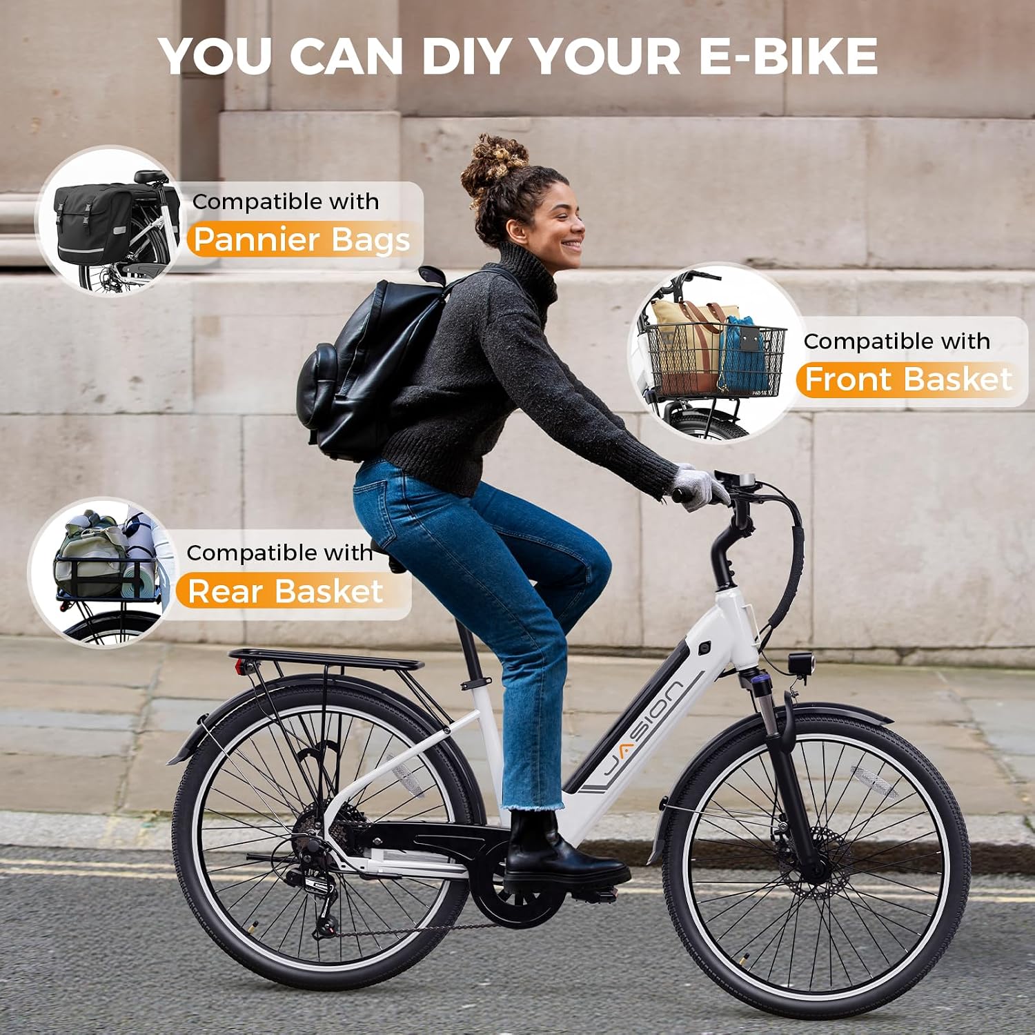 Jasion Roamer/ST Electric Bike for Adults, 26" Commuter Ebike 1200W 528WH Removable Battery, 28MPH 40-62miles, Electric Bicycles for Women/Man, UL2849 Certified thumbnail